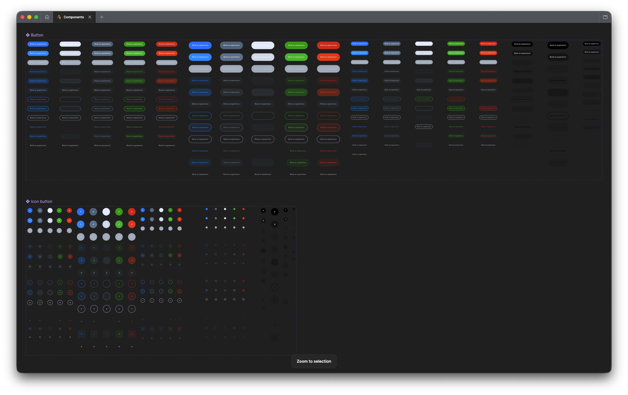 Sandbox VR design system — full button component library